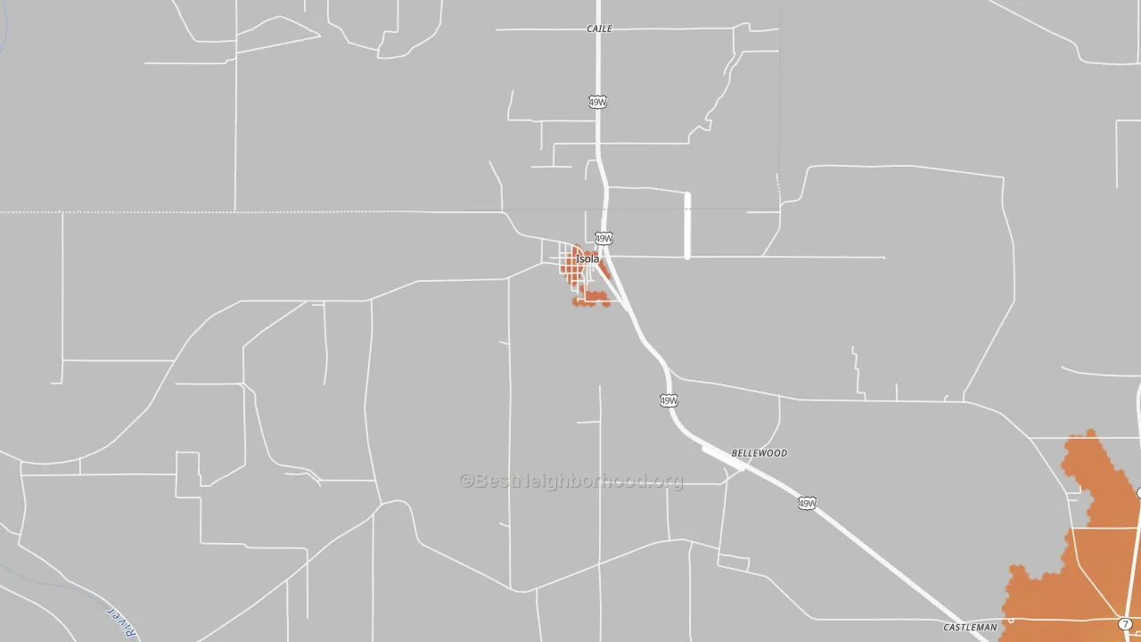 Bike Grade map of Isola, MS