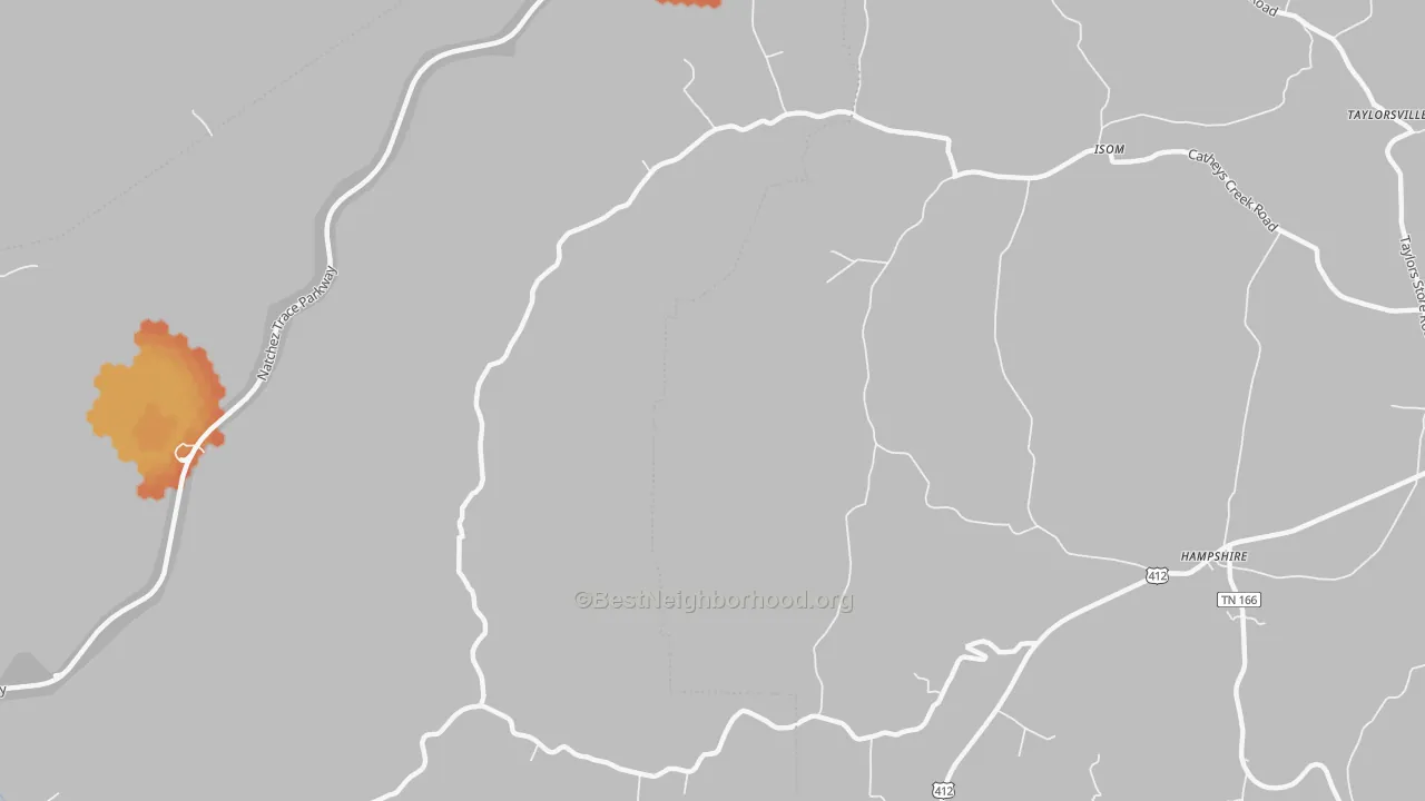 Bike Grade map of Isom, TN