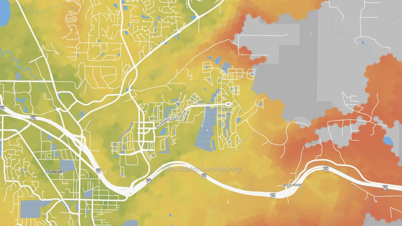 Bike Grade map of Issaquah Highlands, Issaquah, WA