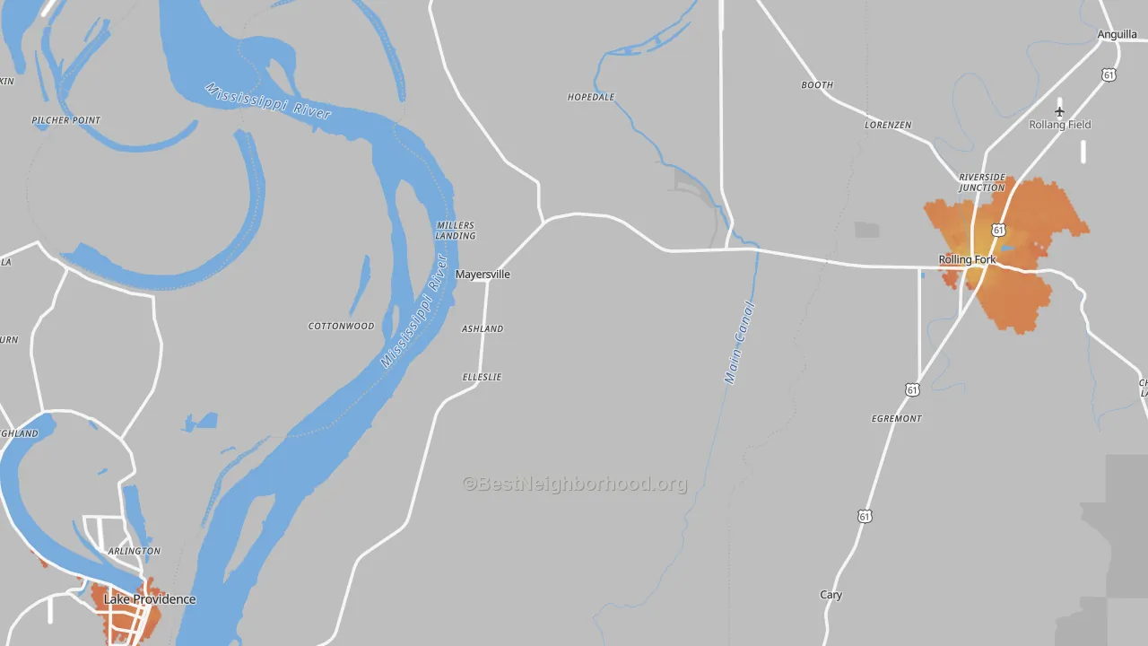 Bike Grade map of Issaquena County, MS