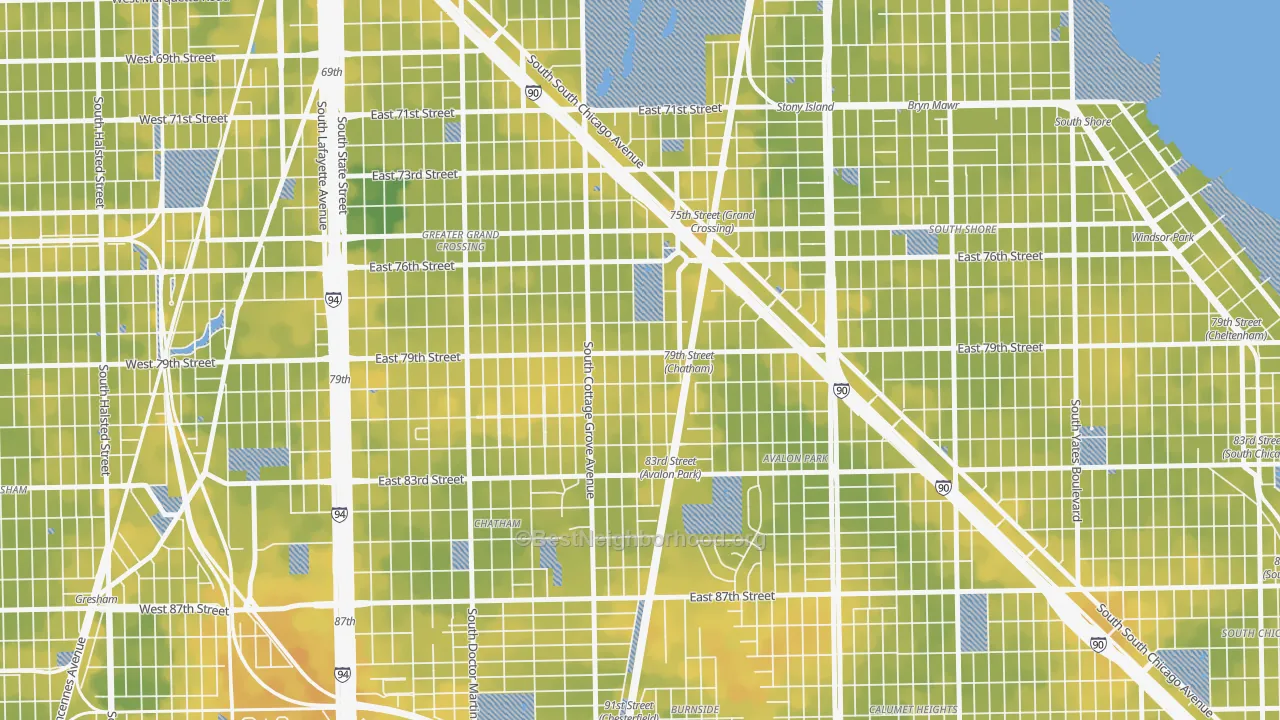 Bike Grade map of Italian Bowery, Chicago, IL