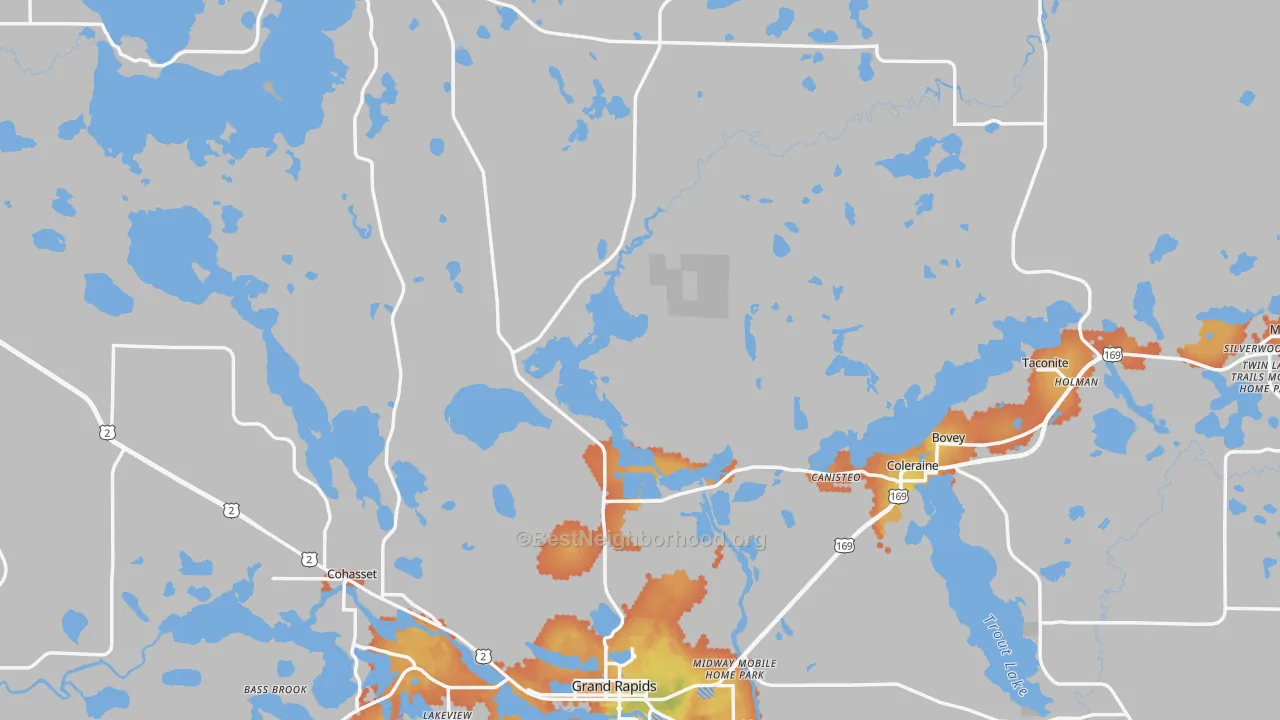 Bike Grade map of Itasca County, MN