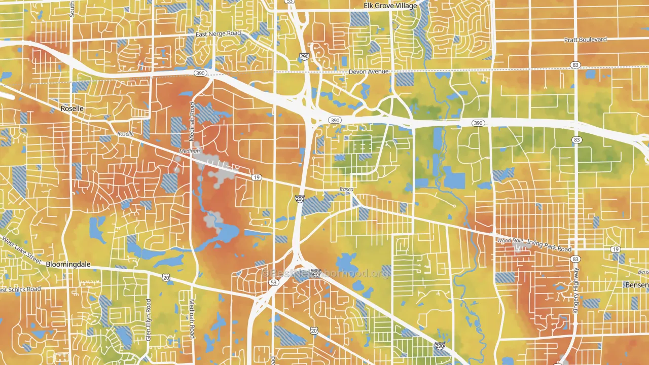 Bike Grade map of Itasca, IL