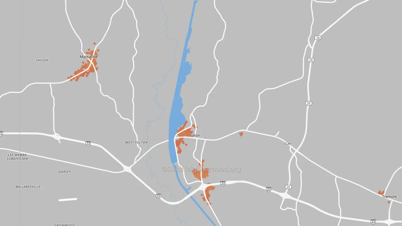 Bike Grade map of Itawamba County, MS
