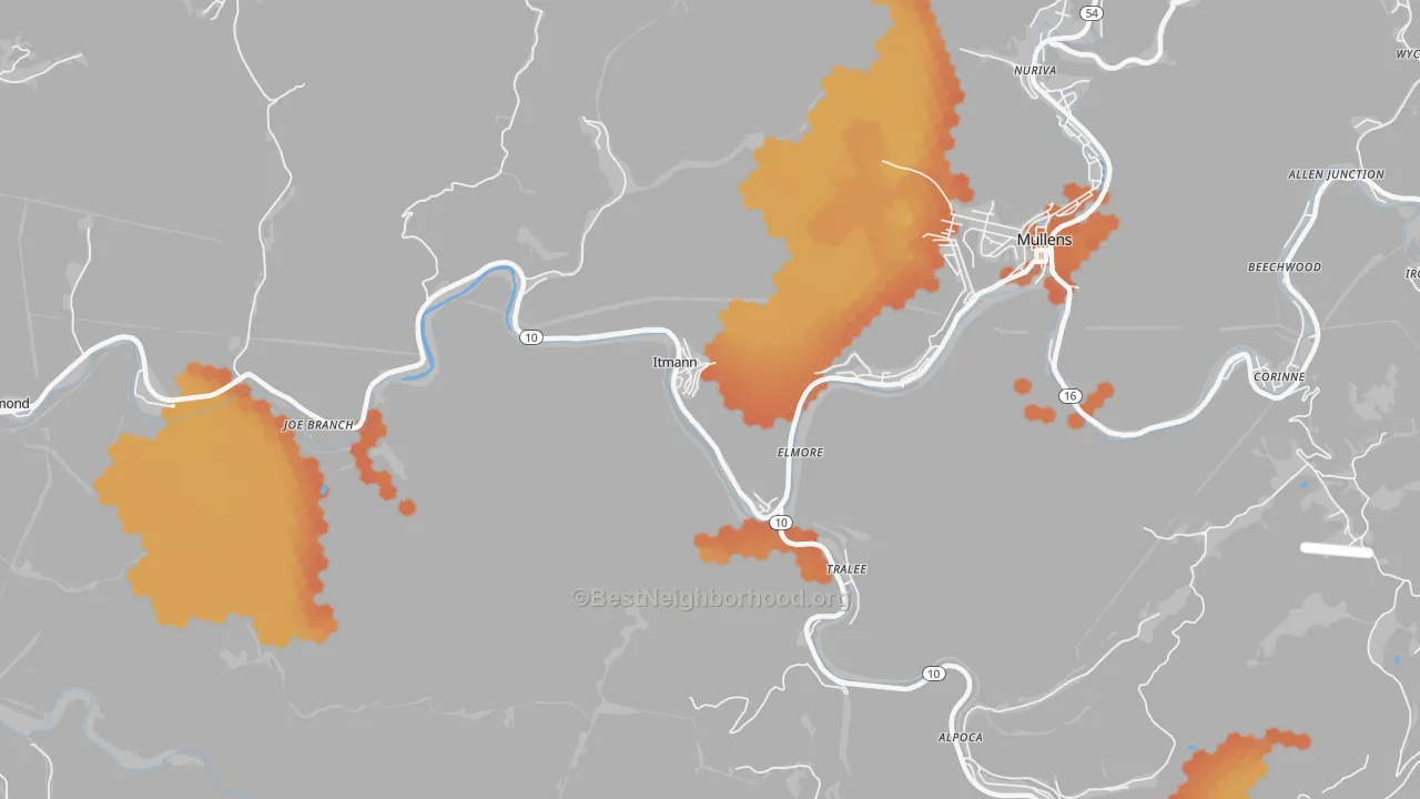 Bike Grade map of Itmann, WV