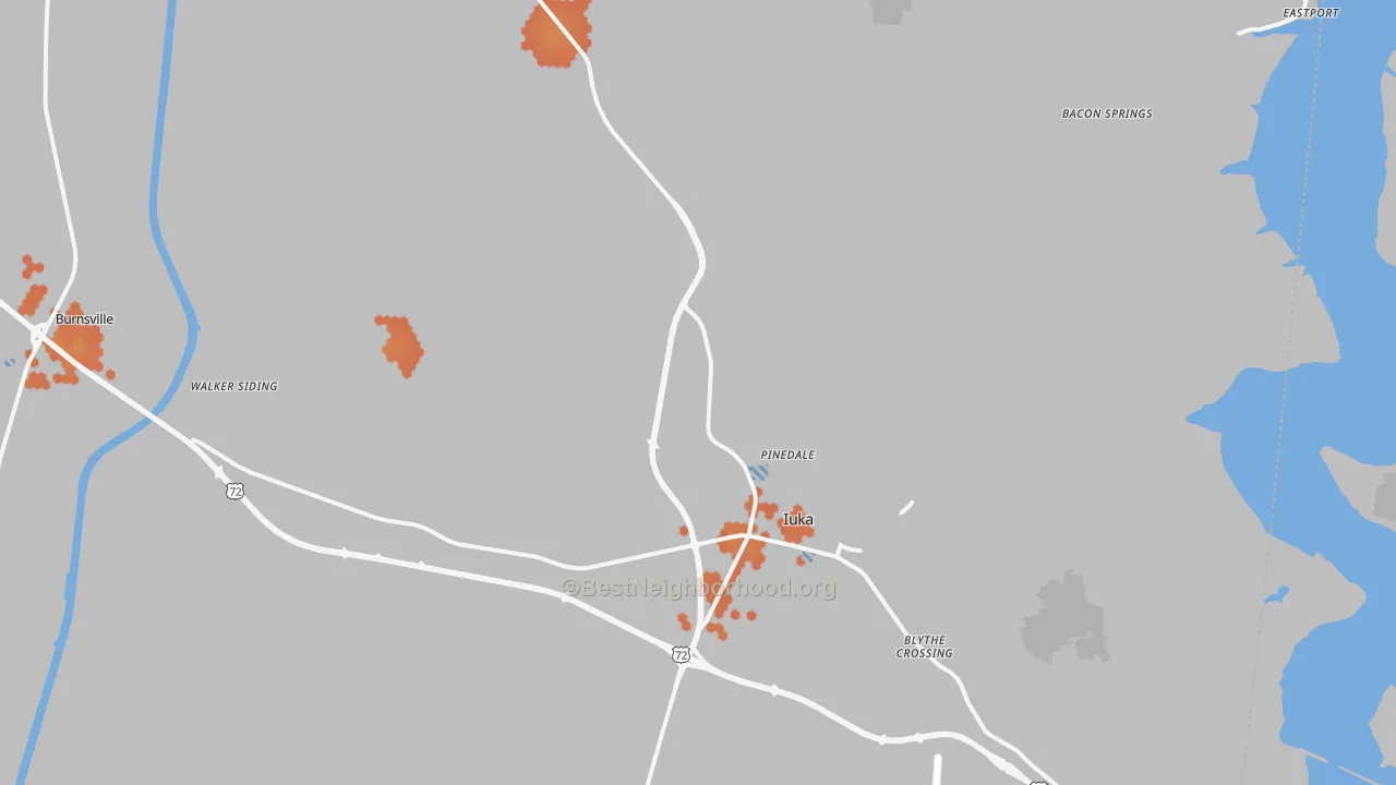 Bike Grade map of Iuka, MS