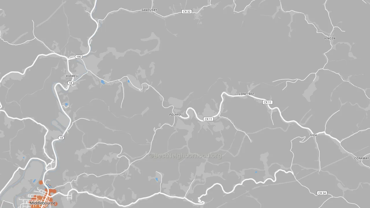 Bike Grade map of Iuka, WV