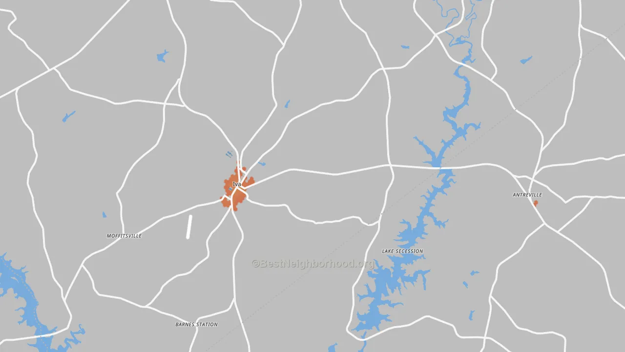 Bike Grade map of Iva, SC