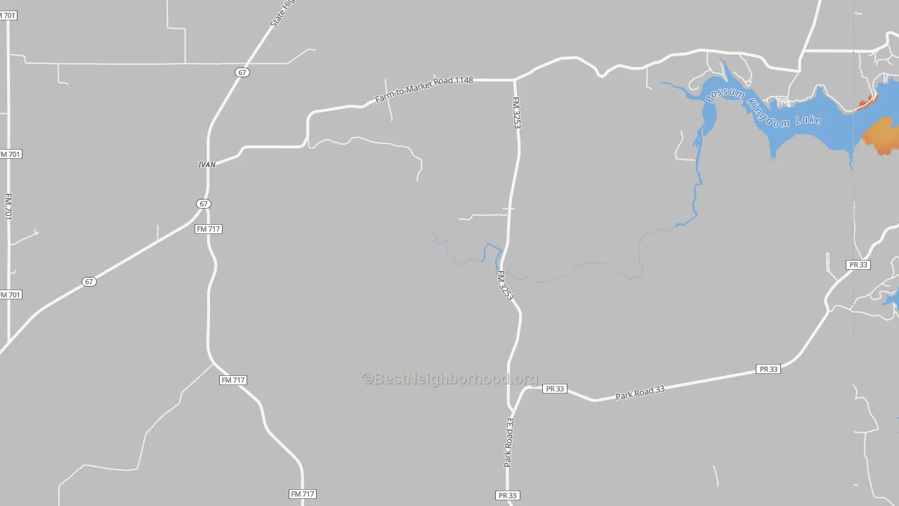 Bike Grade map of Ivan, TX