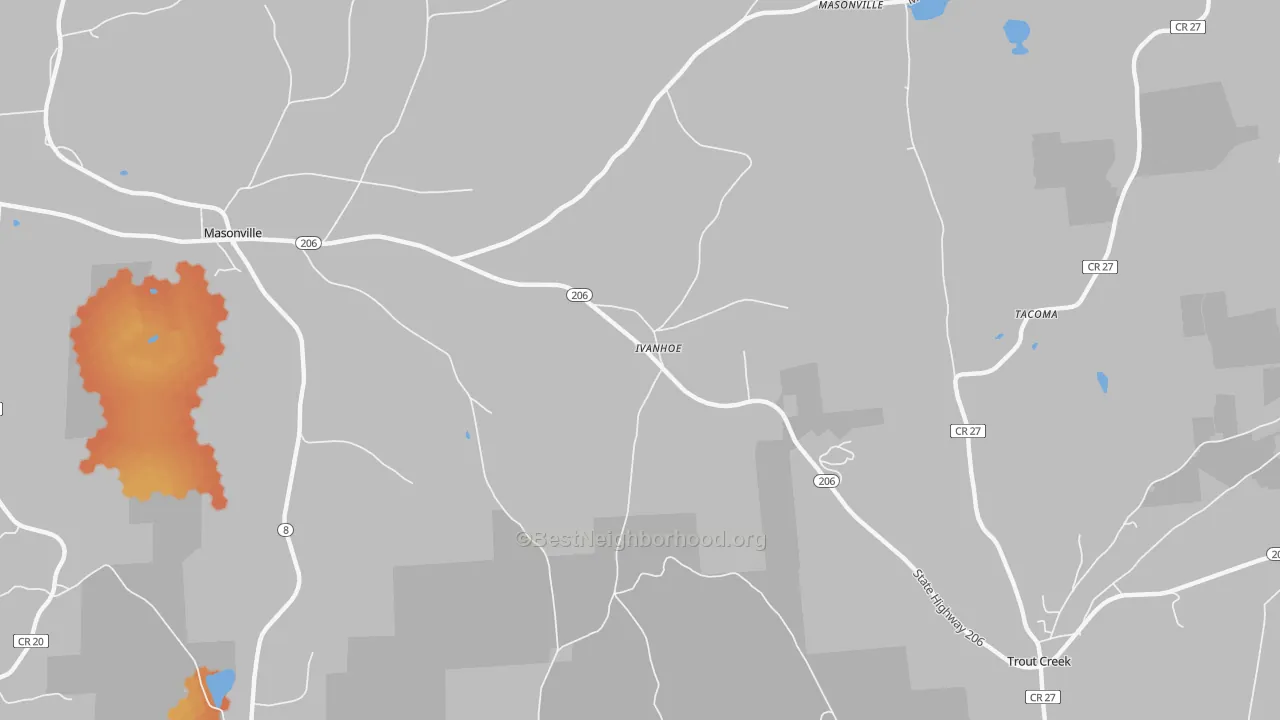 Bike Grade map of Ivanhoe, NY