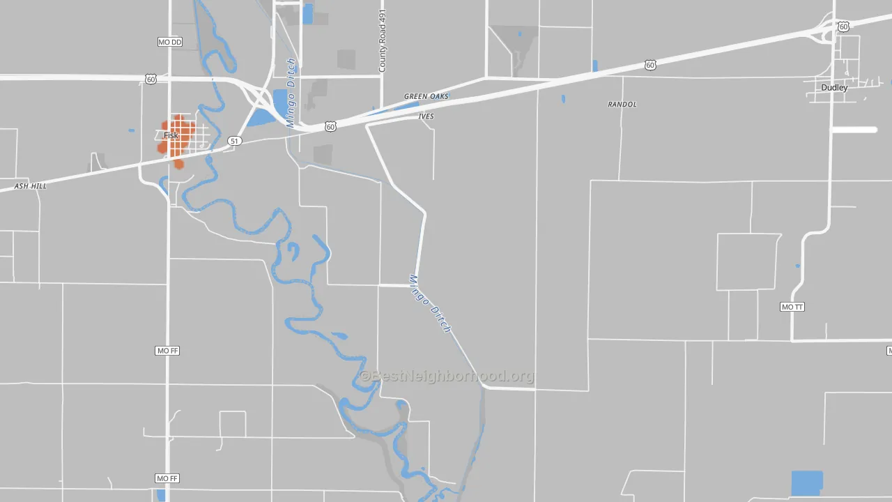 Bike Grade map of Ives, MO