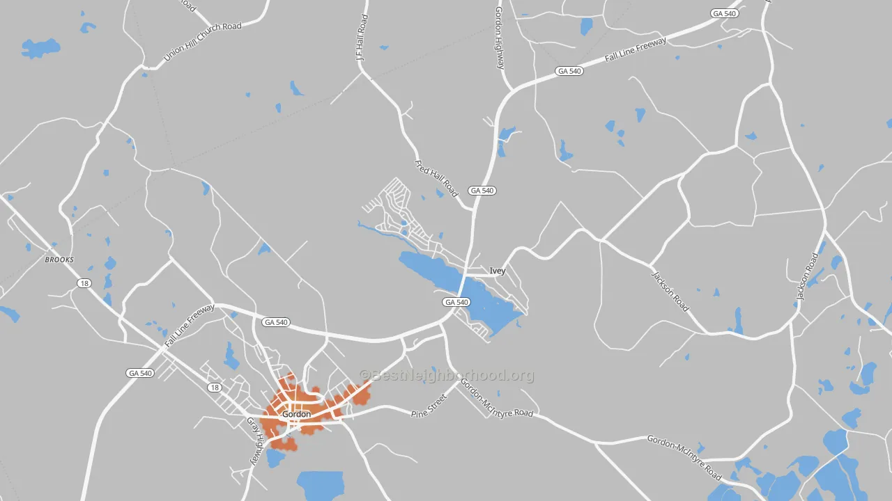 Bike Grade map of Ivey, GA