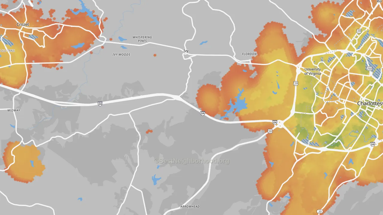 Bike Grade map of Ivy, VA