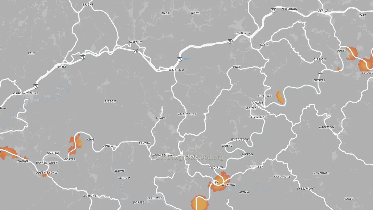 Bike Grade map of Ivydale, WV