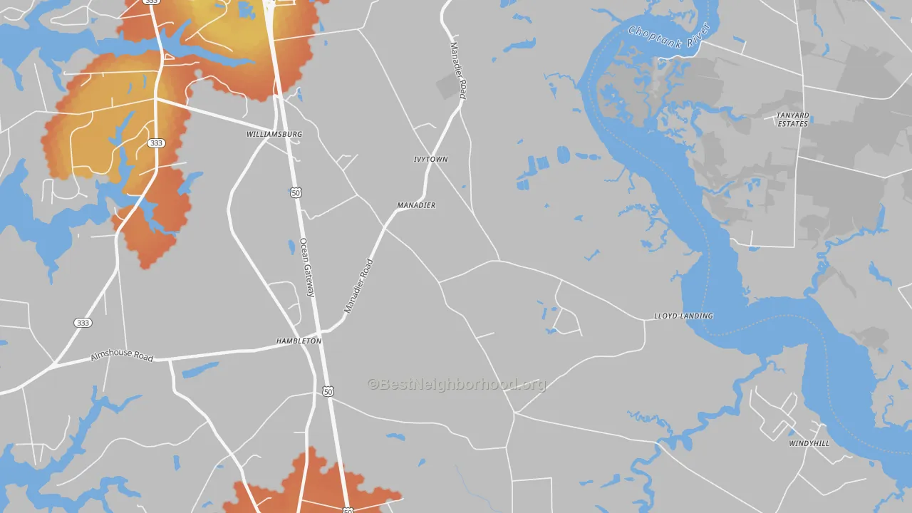Bike Grade map of Ivytown, MD