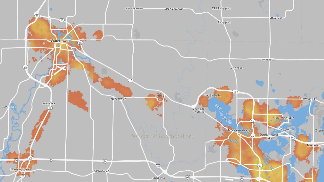 Bike Grade map of Ixonia, WI