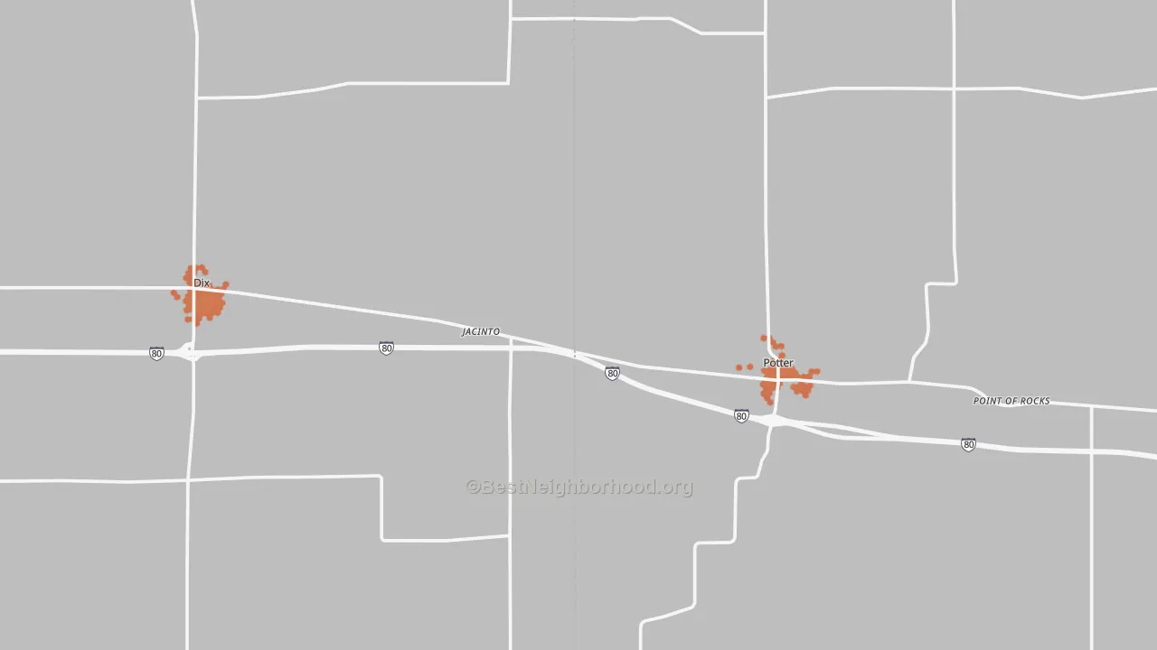 Bike Grade map of Jacinto, NE