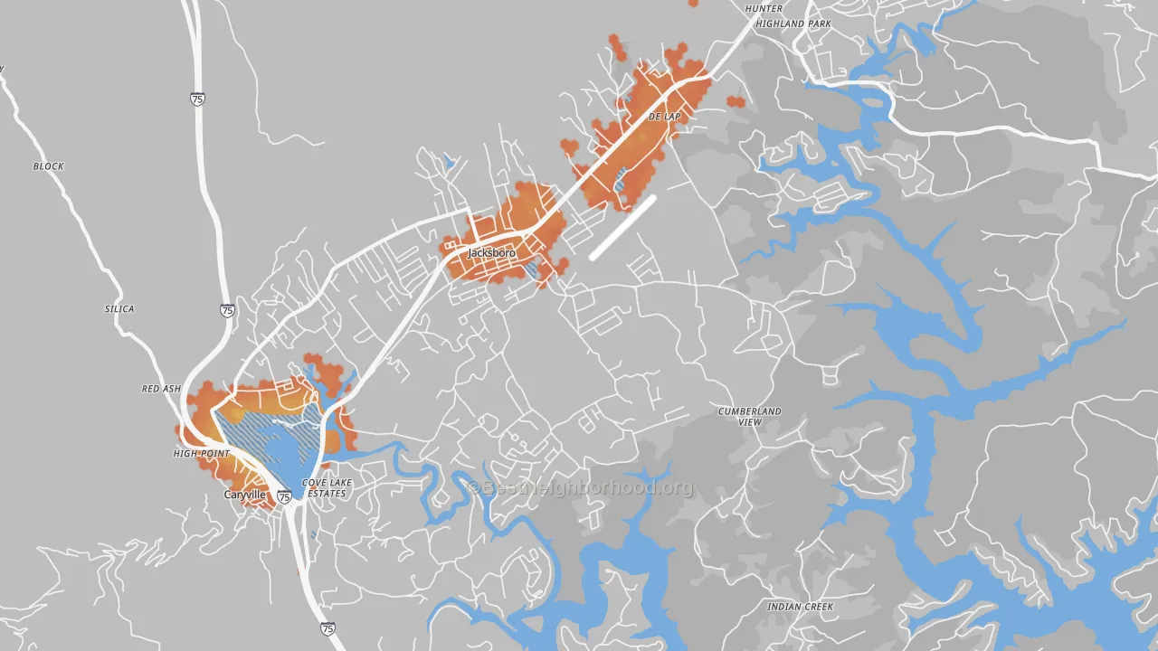 Bike Grade map of Jacksboro, TN