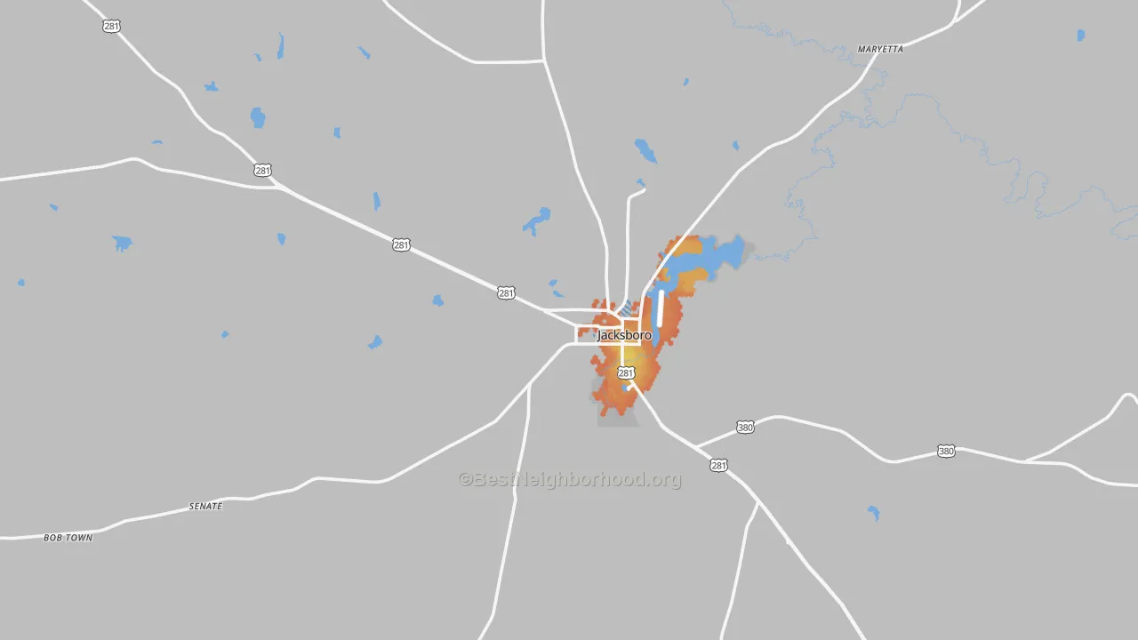 Bike Grade map of Jacksboro, TX