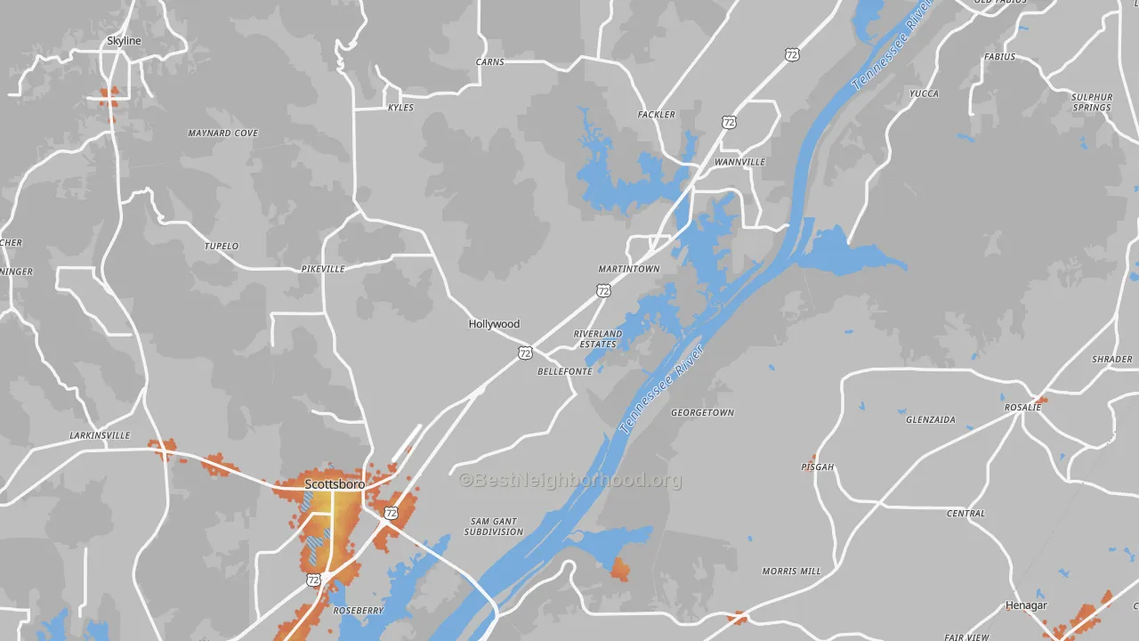 Bike Grade map of Jackson County, AL