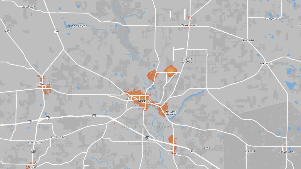 Bike Grade map of Jackson County, FL