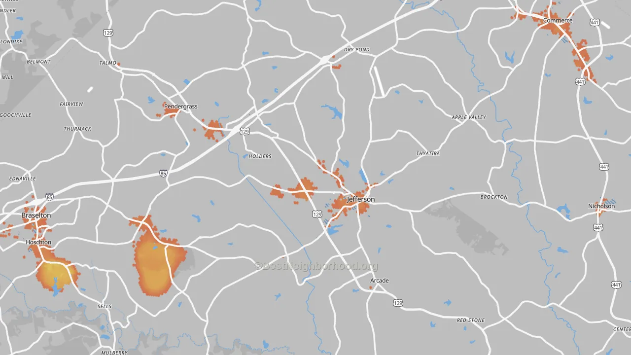 Bike Grade map of Jackson County, GA