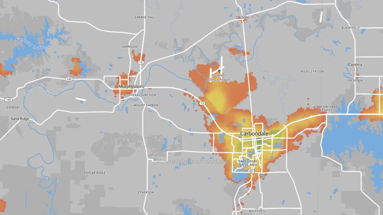 Bike Grade map of Jackson County, IL