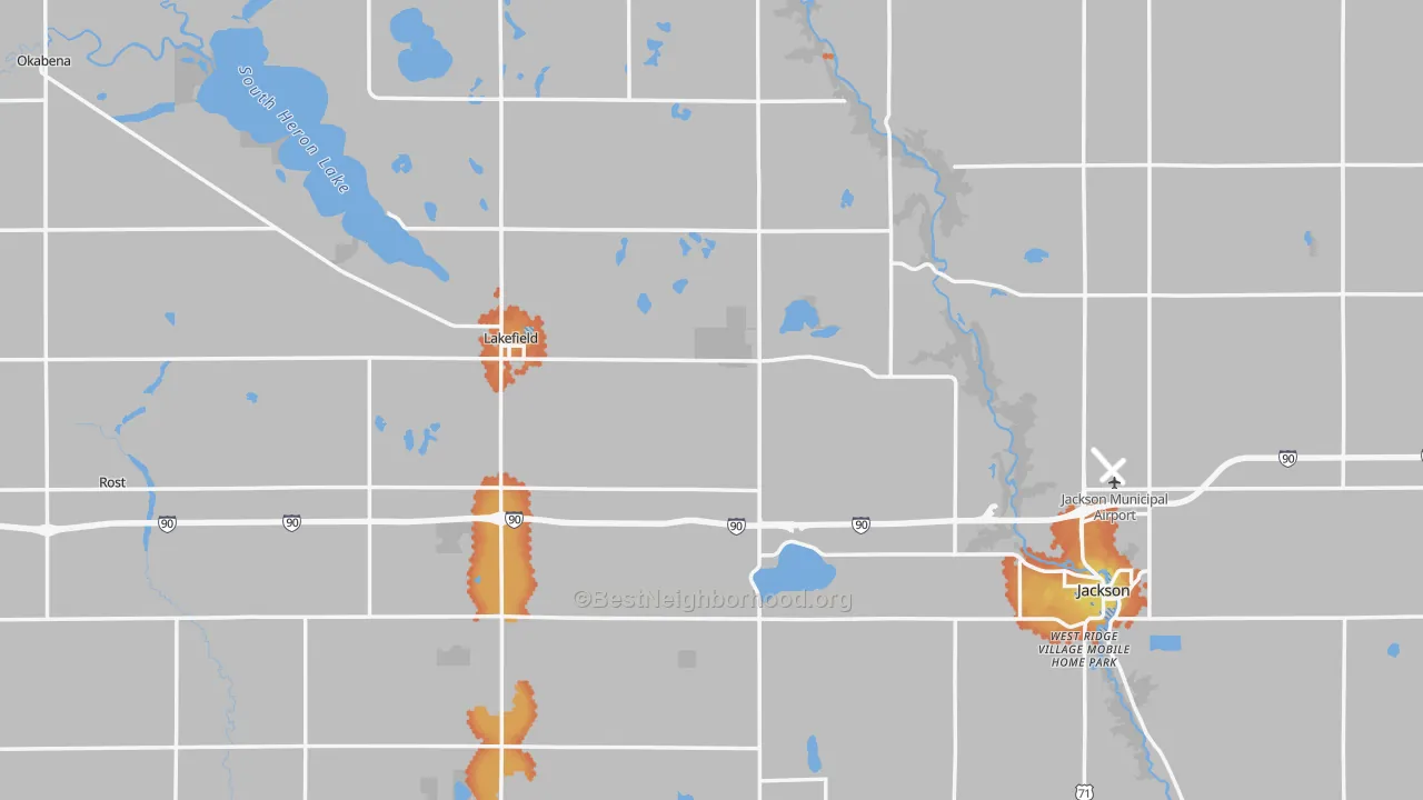 Bike Grade map of Jackson County, MN