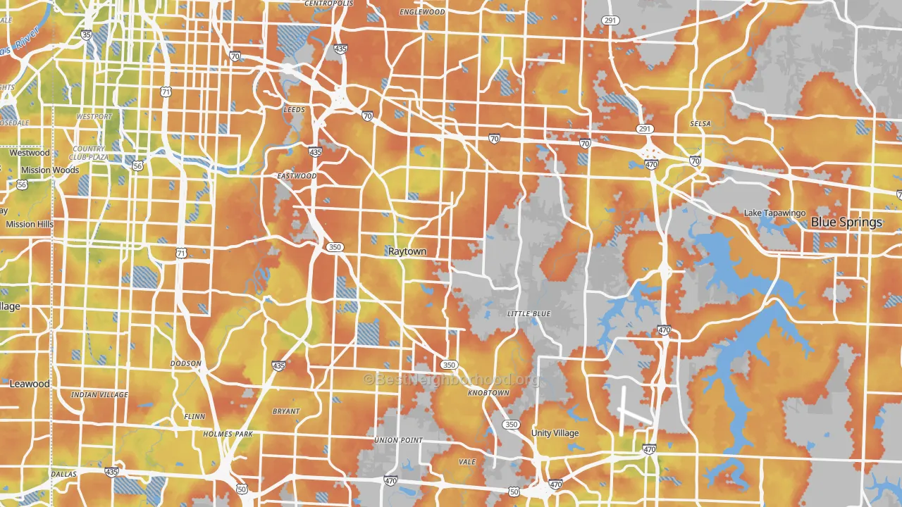 Bike Grade map of Jackson County, MO