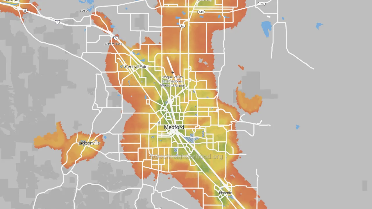 Bike Grade map of Jackson County, OR