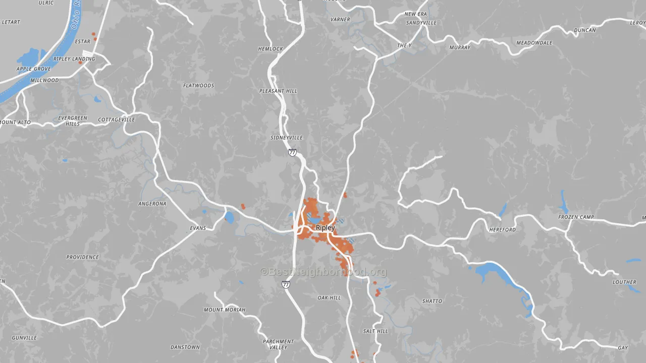 Bike Grade map of Jackson County, WV