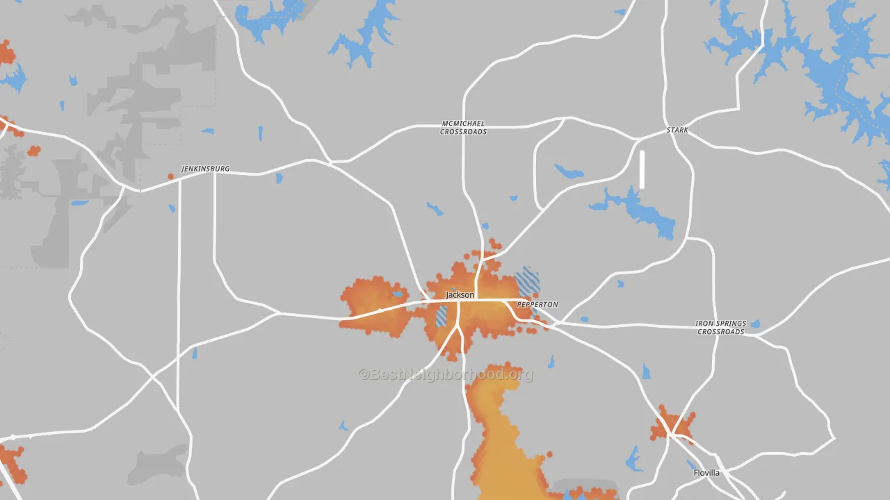 Bike Grade map of Jackson, GA