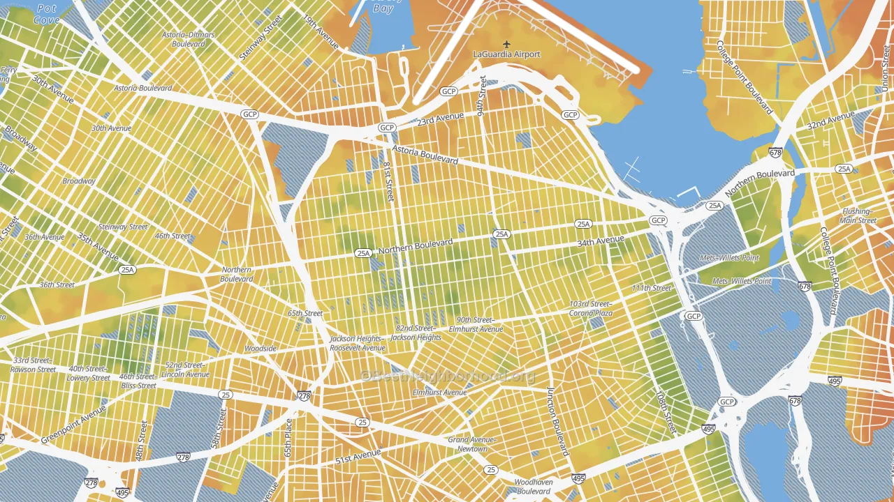 Bike Grade map of Jackson Heights-ny, Queens, NY