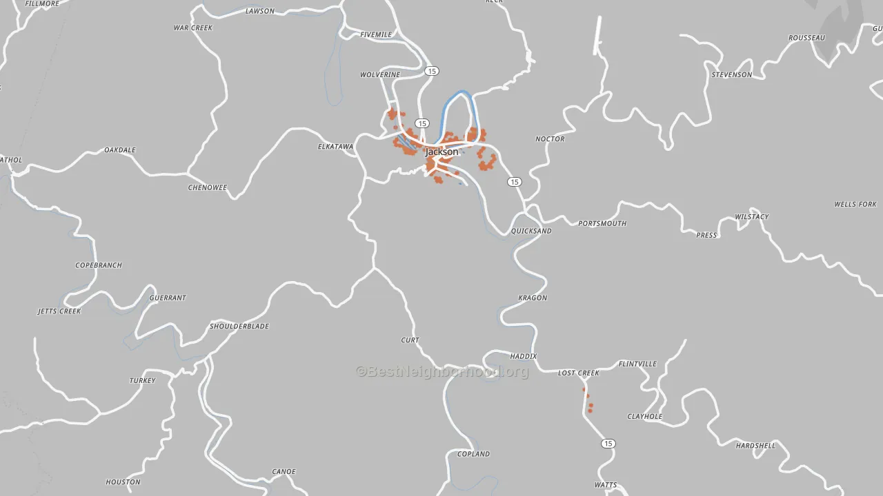 Bike Grade map of Jackson, KY