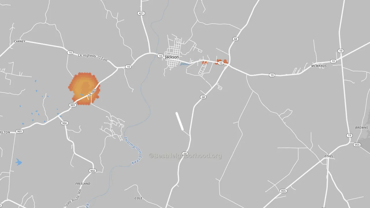 Bike Grade map of Jackson, LA