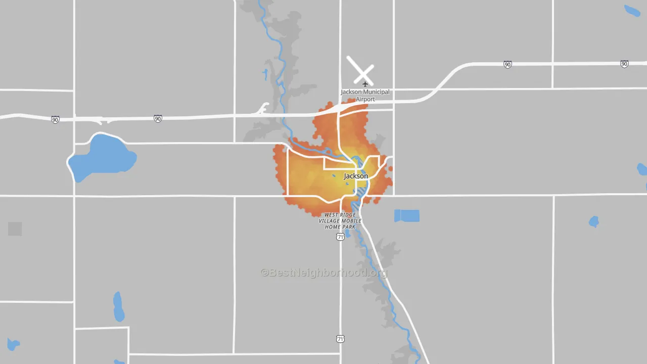 Bike Grade map of Jackson, MN