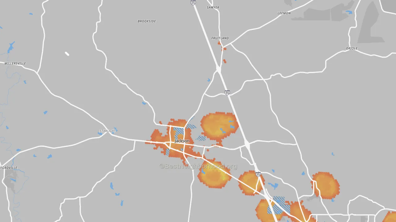 Bike Grade map of Jackson, MO