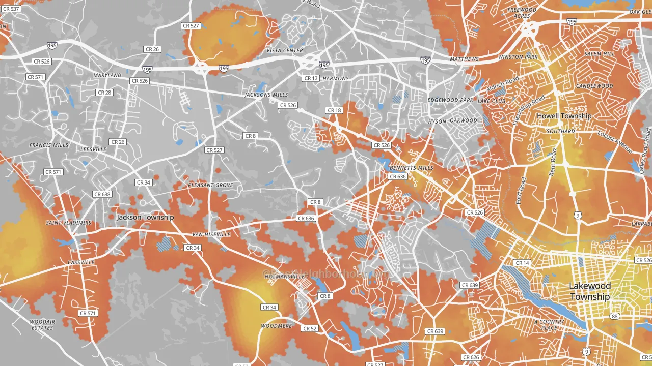 Bike Grade map of Jackson, NJ