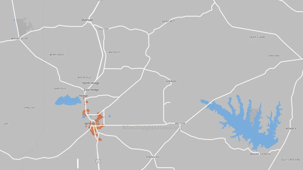 Bike Grade map of Jackson Parish, LA