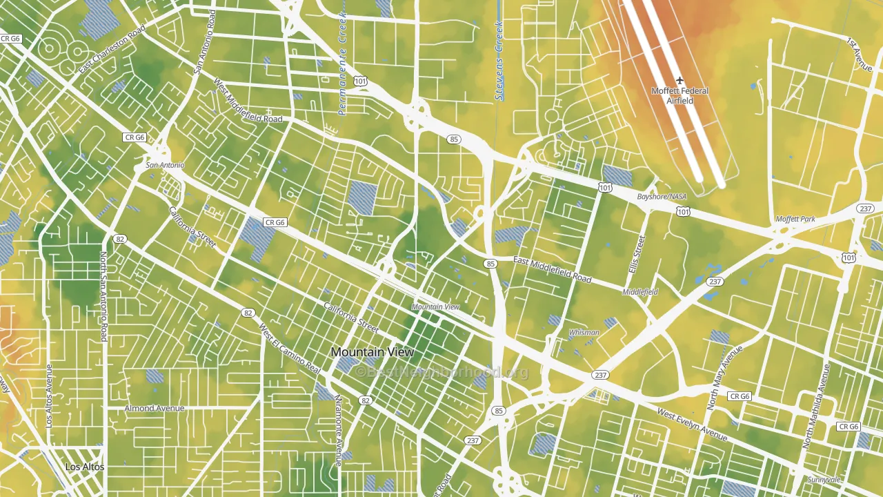 Bike Grade map of Jackson Park, Mountain View, CA