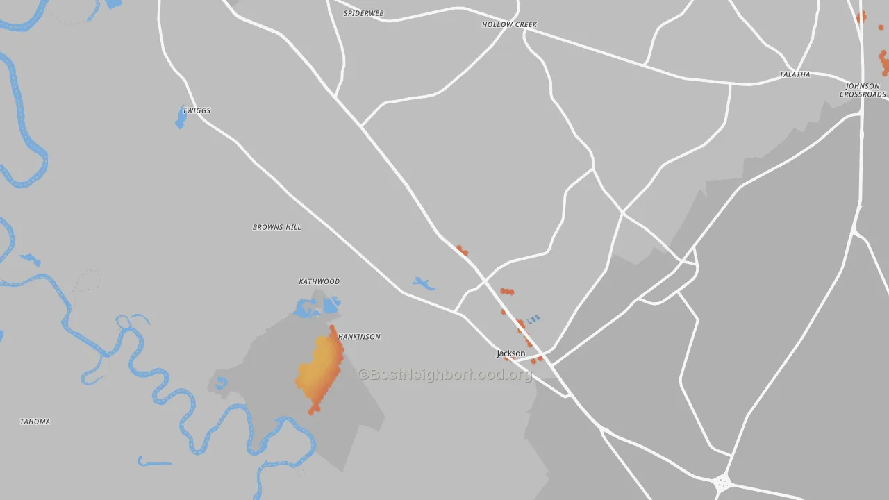 Bike Grade map of Jackson, SC