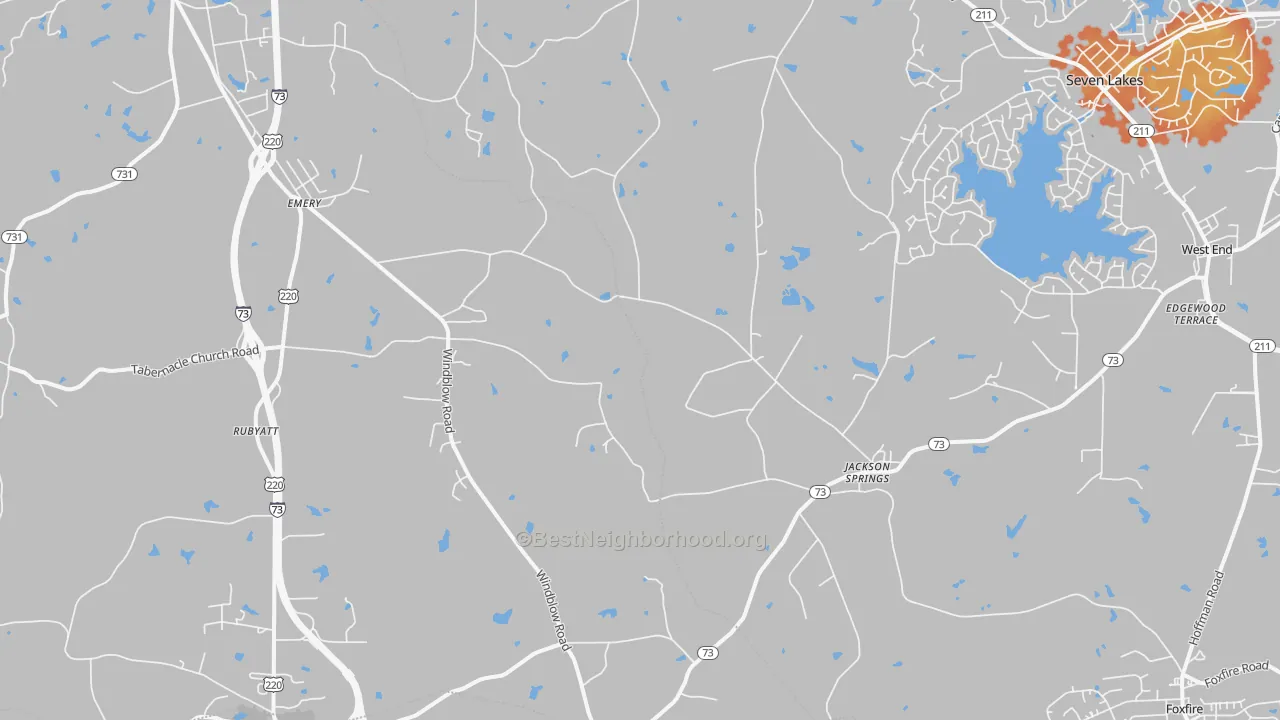 Bike Grade map of Jackson Springs, NC