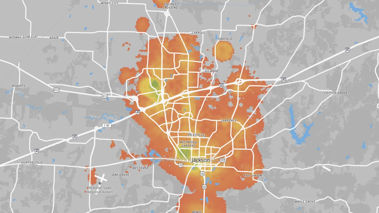 Bike Grade map of Jackson, TN