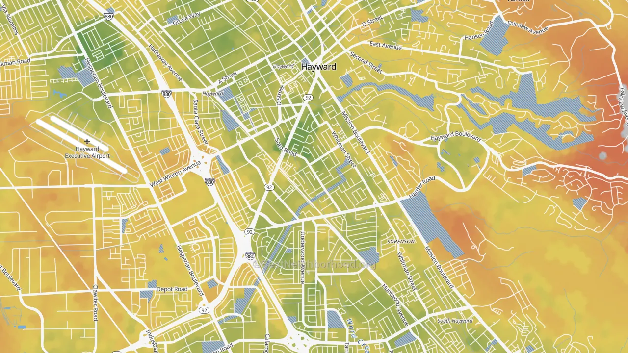 Bike Grade map of Jackson Triangle, Hayward, CA