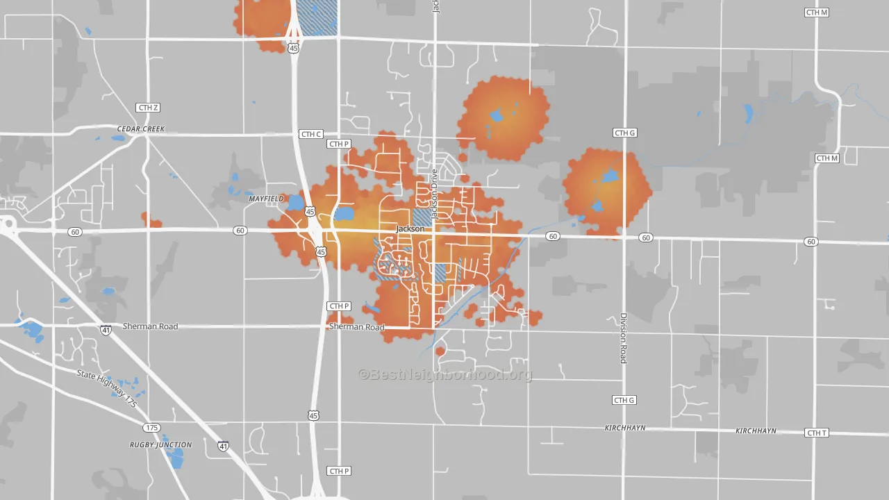 Bike Grade map of Jackson, WI