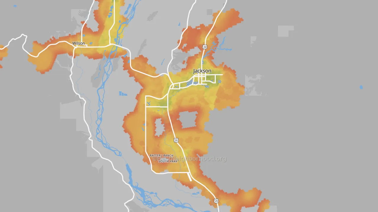 Bike Grade map of Jackson, WY