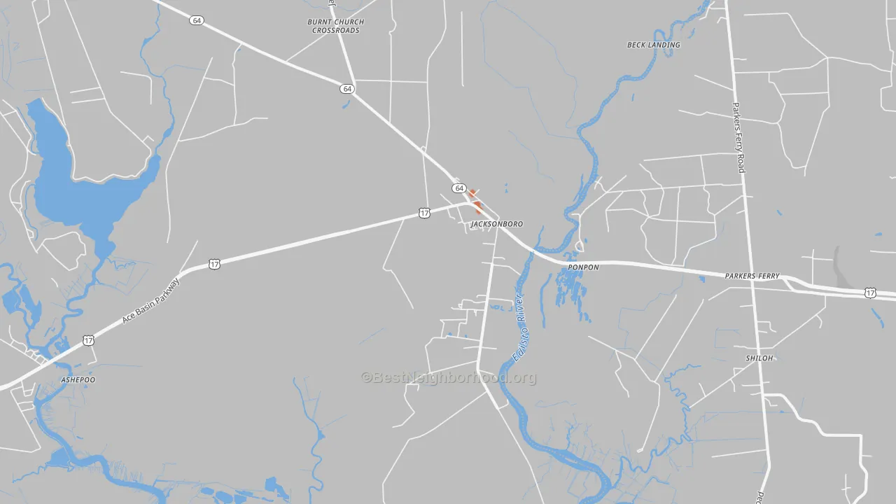 Bike Grade map of Jacksonboro, SC