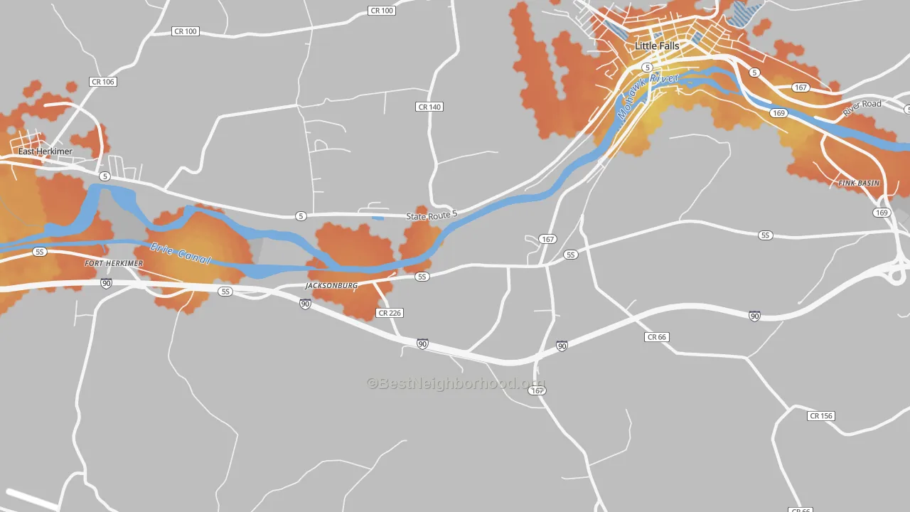 Bike Grade map of Jacksonburg, NY