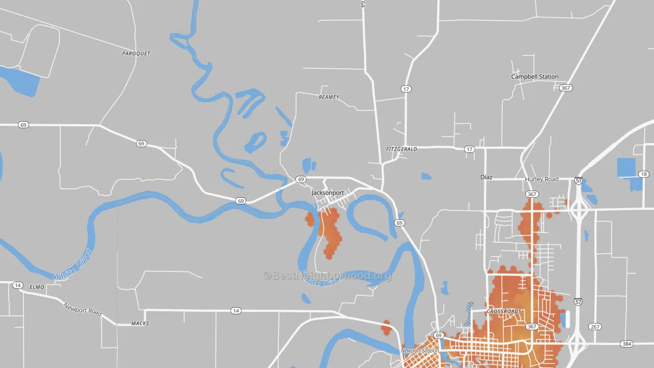 Bike Grade map of Jacksonport, AR