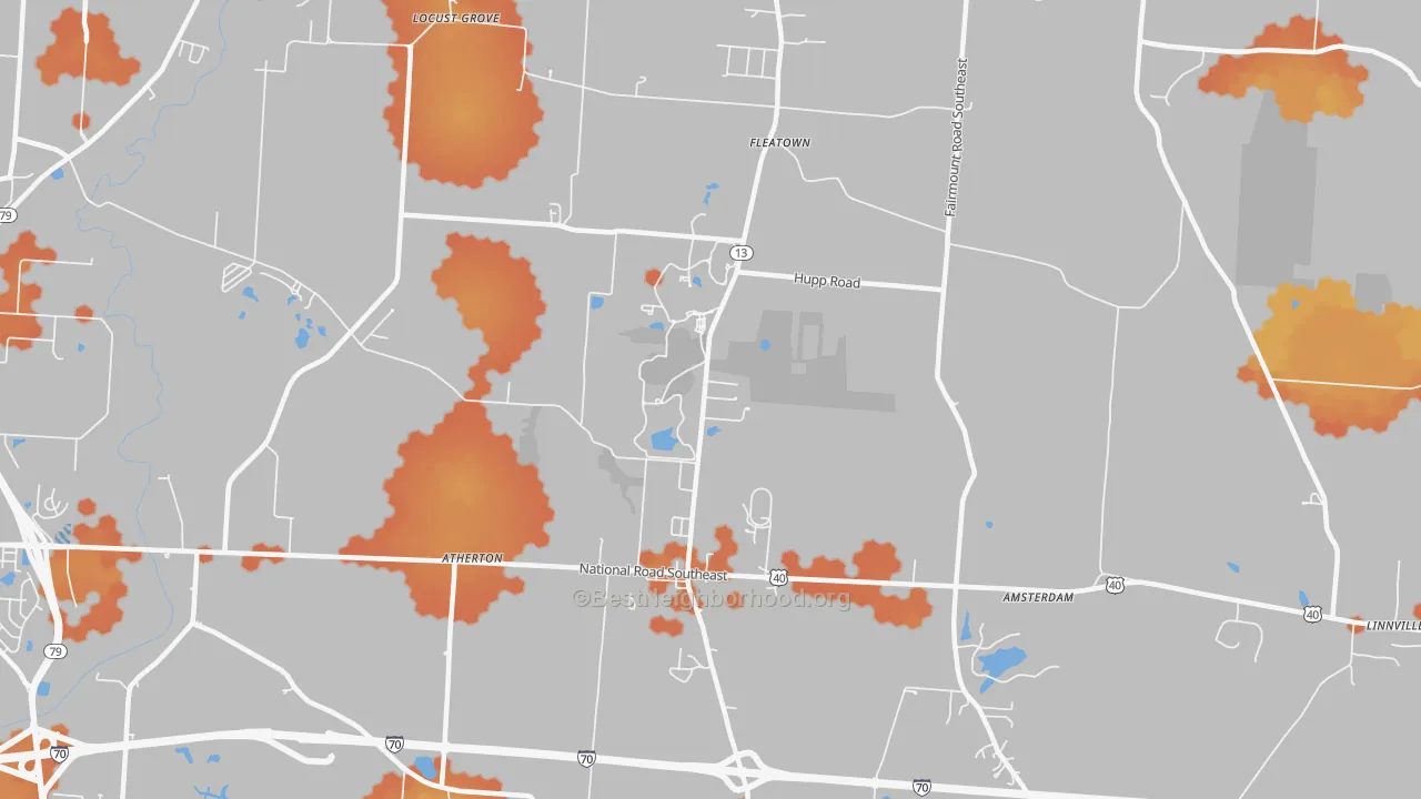 Bike Grade map of Jacksontown, OH